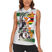 Custom Zimbabwe Rugby The Champions 2025 Women Sleeveless Polo Shirt Warriors Sable Antelope - Wonder Print Shop
