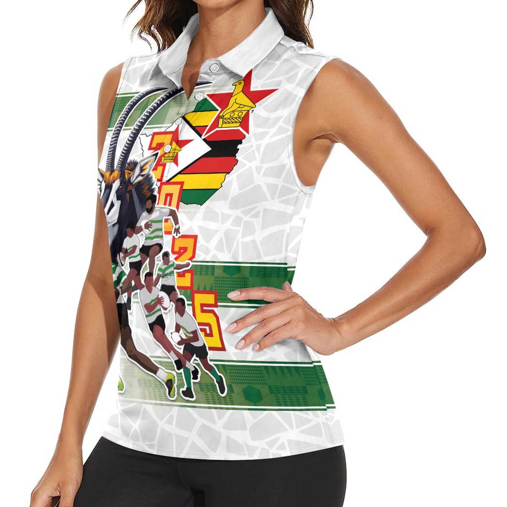 Custom Zimbabwe Rugby The Champions 2025 Women Sleeveless Polo Shirt Warriors Sable Antelope - Wonder Print Shop