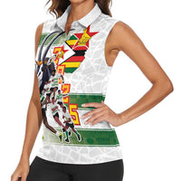 Custom Zimbabwe Rugby The Champions 2025 Women Sleeveless Polo Shirt Warriors Sable Antelope - Wonder Print Shop