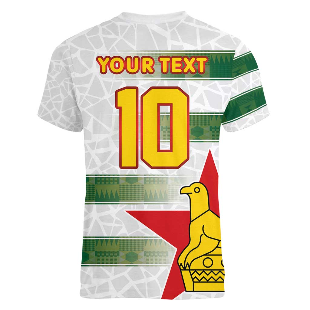 Custom Zimbabwe Rugby The Champions 2025 Women V-Neck T-Shirt Warriors Sable Antelope - Wonder Print Shop