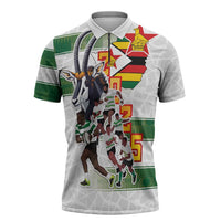 Custom Zimbabwe Rugby The Champions 2025 Zipper Polo Shirt Warriors Sable Antelope - Wonder Print Shop