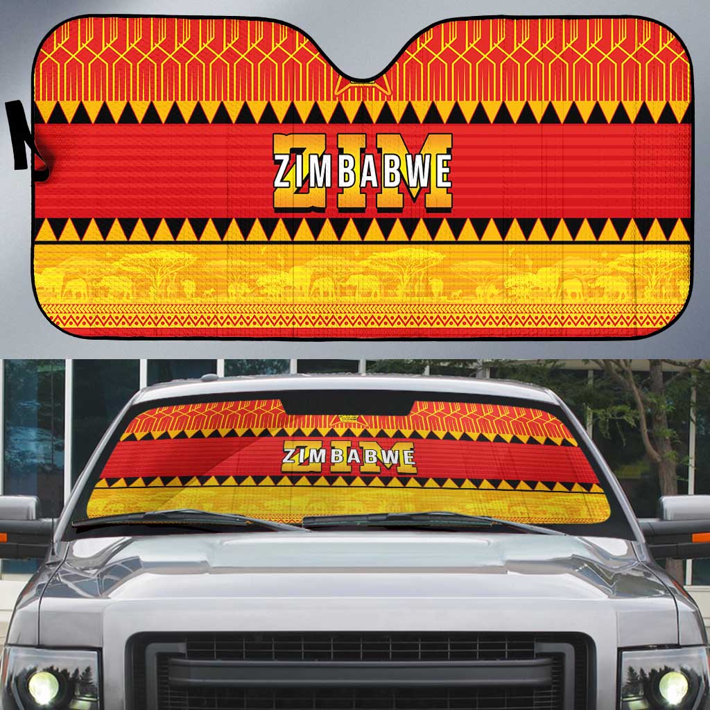 Zimbabwe Cricket Auto Sun Shade African Heritage Stripes Style - Wonder Print Shop
