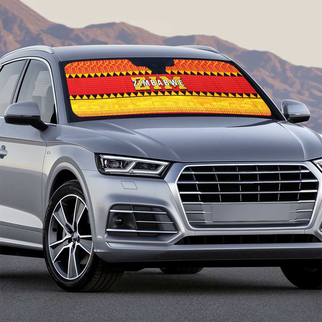 Zimbabwe Cricket Auto Sun Shade African Heritage Stripes Style - Wonder Print Shop