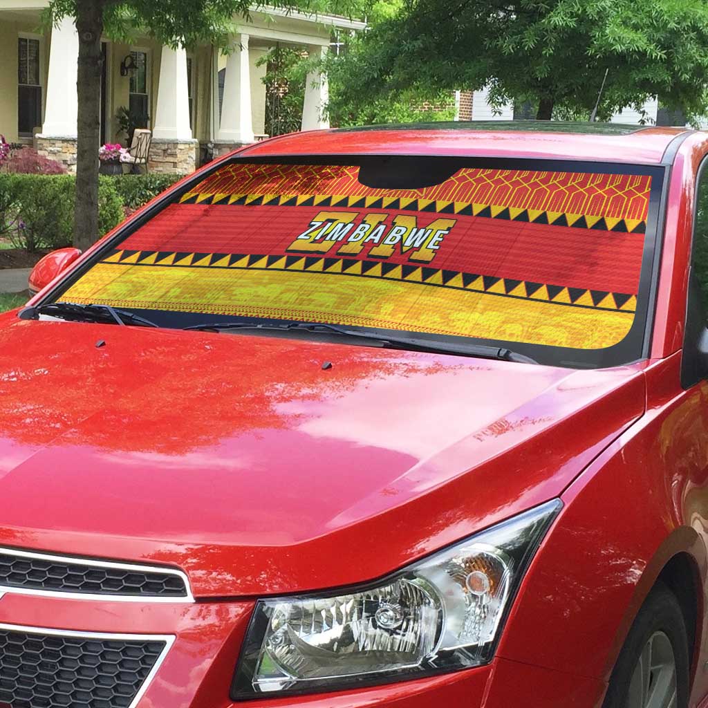 Zimbabwe Cricket Auto Sun Shade African Heritage Stripes Style - Wonder Print Shop