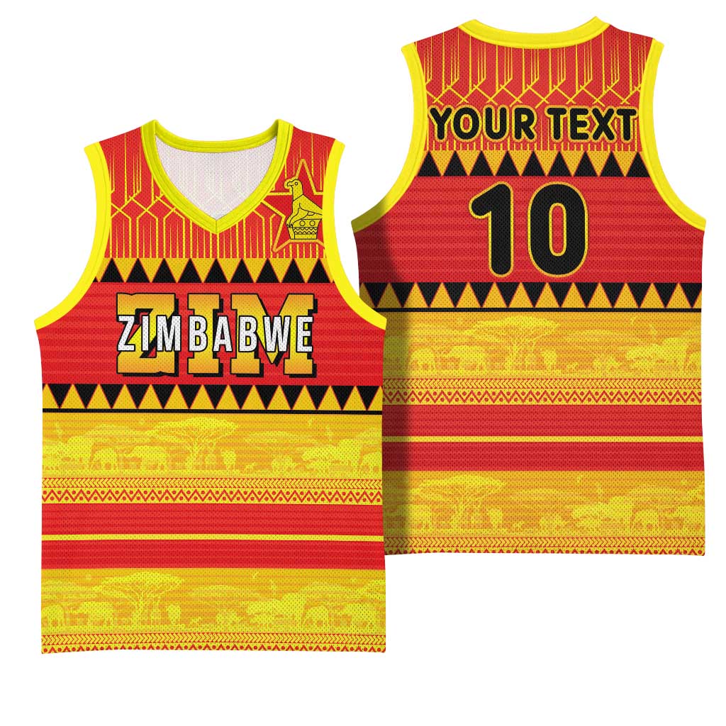 Custom Zimbabwe Cricket Basketball Jersey African Heritage Stripes Style - Wonder Print Shop