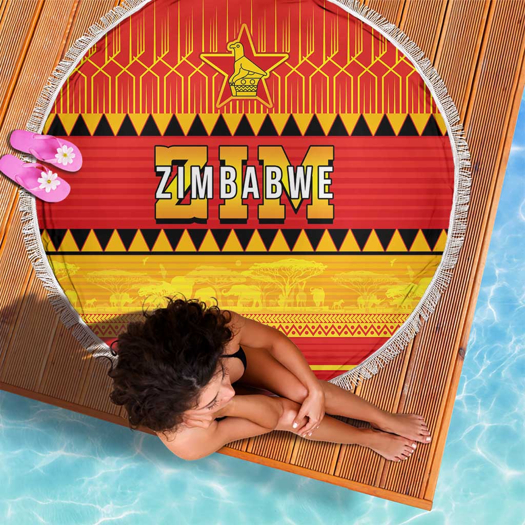 Zimbabwe Cricket Beach Blanket African Heritage Stripes Style - Wonder Print Shop