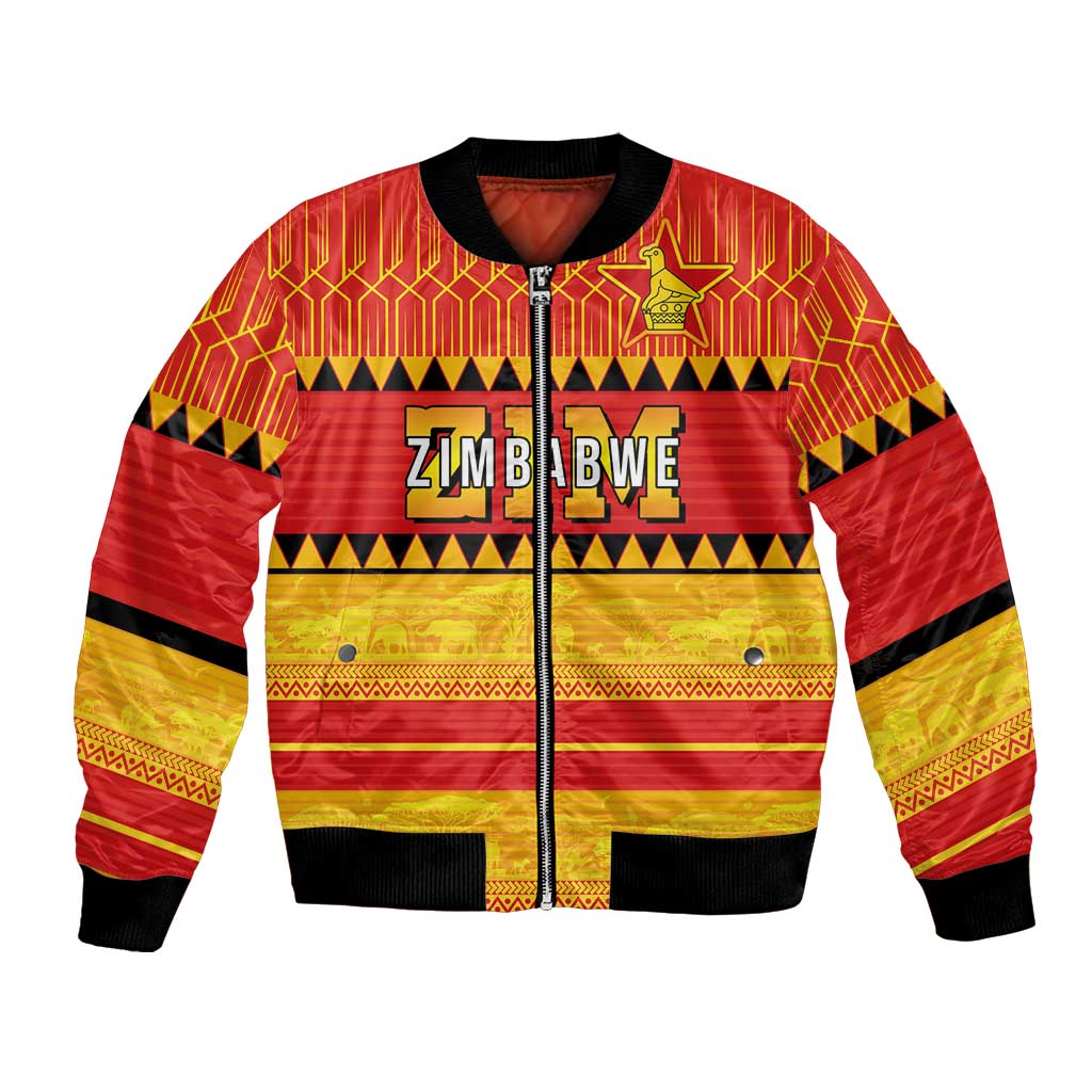 Custom Zimbabwe Cricket Bomber Jacket African Heritage Stripes Style - Wonder Print Shop