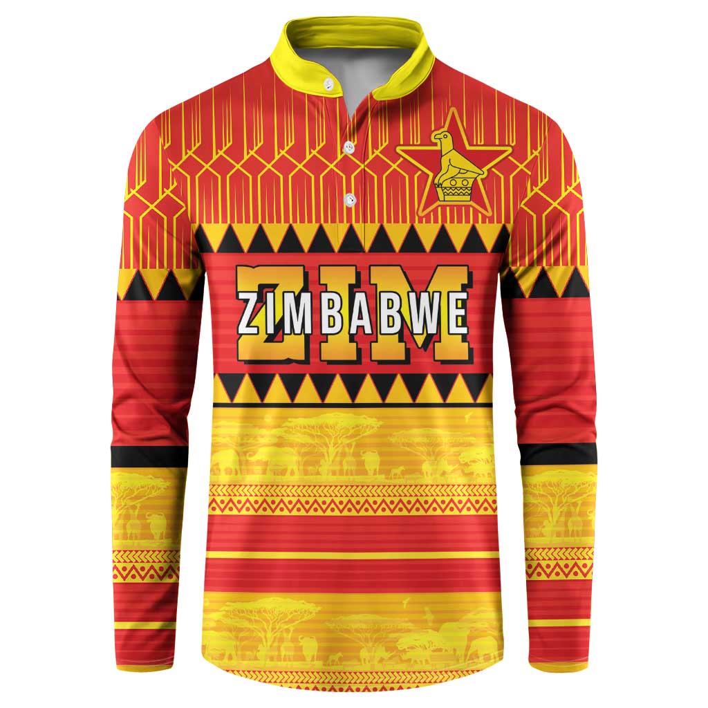 Custom Zimbabwe Cricket Button Sweatshirt African Heritage Stripes Style - Wonder Print Shop