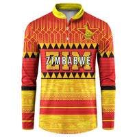 Custom Zimbabwe Cricket Button Sweatshirt African Heritage Stripes Style - Wonder Print Shop