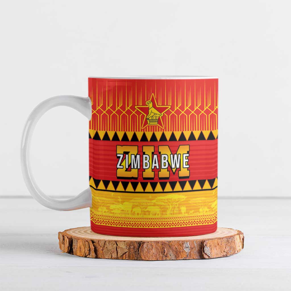 Custom Zimbabwe Cricket Ceramic Mug African Heritage Stripes Style - Wonder Print Shop