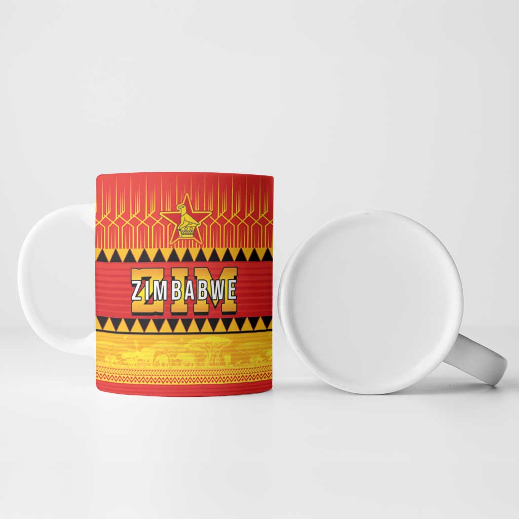 Custom Zimbabwe Cricket Ceramic Mug African Heritage Stripes Style - Wonder Print Shop