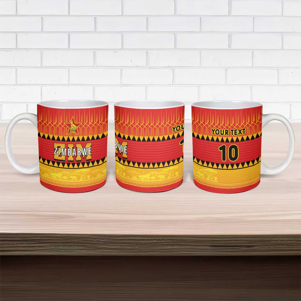 Custom Zimbabwe Cricket Ceramic Mug African Heritage Stripes Style - Wonder Print Shop