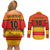 Custom Zimbabwe Cricket Couples Matching Off Shoulder Short Dress and Long Sleeve Button Shirt African Heritage Stripes Style - Wonder Print Shop