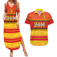 Custom Zimbabwe Cricket Couples Matching Summer Maxi Dress and Hawaiian Shirt African Heritage Stripes Style - Wonder Print Shop