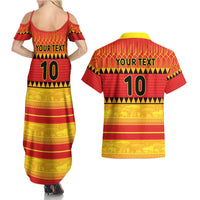 Custom Zimbabwe Cricket Couples Matching Summer Maxi Dress and Hawaiian Shirt African Heritage Stripes Style - Wonder Print Shop