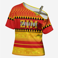 Custom Zimbabwe Cricket Cross Shoulder Shirt African Heritage Stripes Style - Wonder Print Shop