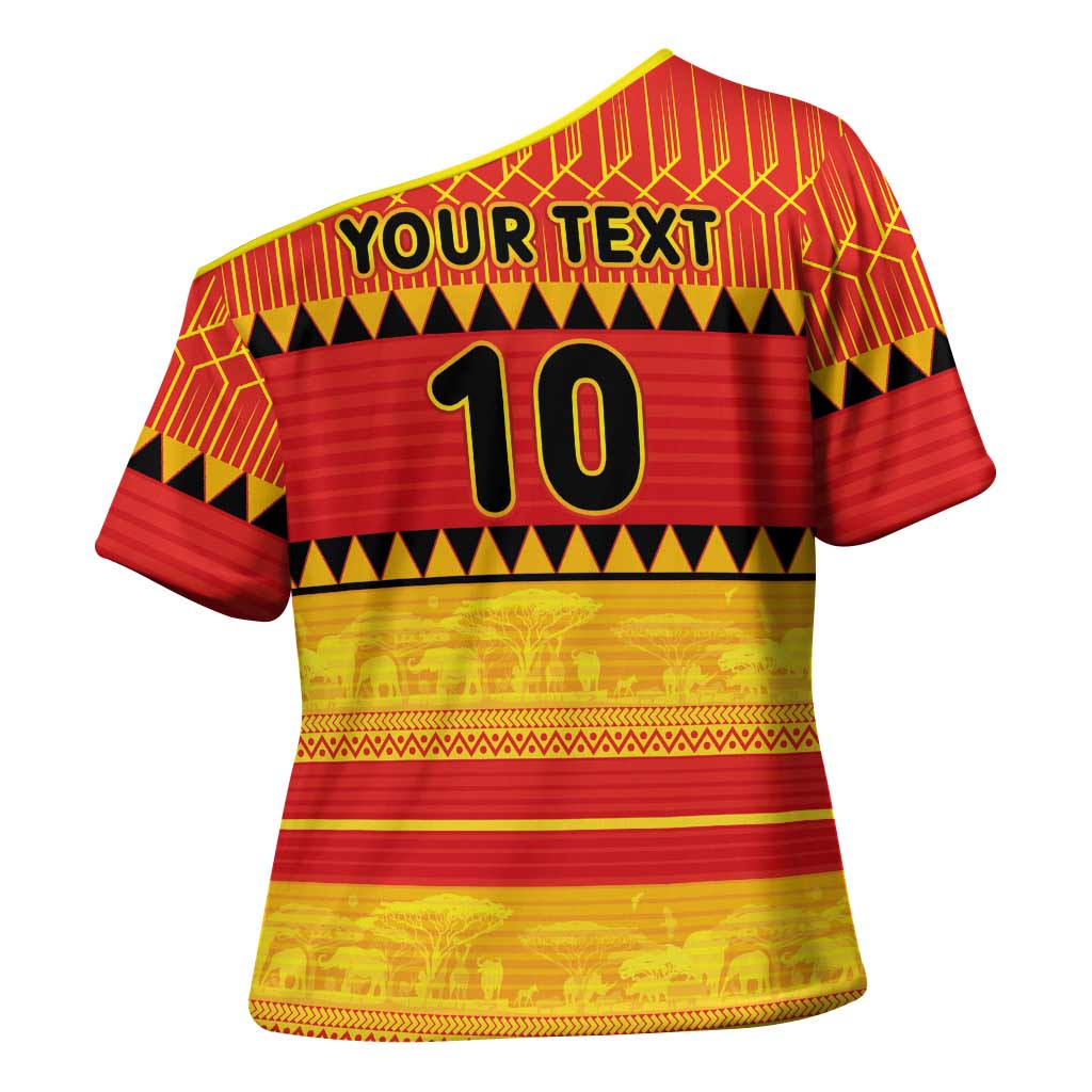 Custom Zimbabwe Cricket Cross Shoulder Shirt African Heritage Stripes Style - Wonder Print Shop