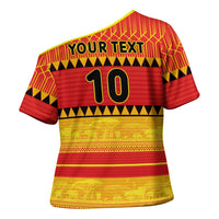 Custom Zimbabwe Cricket Cross Shoulder Shirt African Heritage Stripes Style - Wonder Print Shop