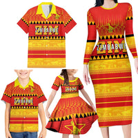 Custom Zimbabwe Cricket Family Matching Long Sleeve Bodycon Dress and Hawaiian Shirt African Heritage Stripes Style - Wonder Print Shop