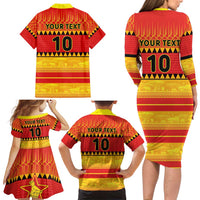 Custom Zimbabwe Cricket Family Matching Long Sleeve Bodycon Dress and Hawaiian Shirt African Heritage Stripes Style - Wonder Print Shop