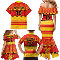 Custom Zimbabwe Cricket Family Matching Mermaid Dress and Hawaiian Shirt African Heritage Stripes Style - Wonder Print Shop