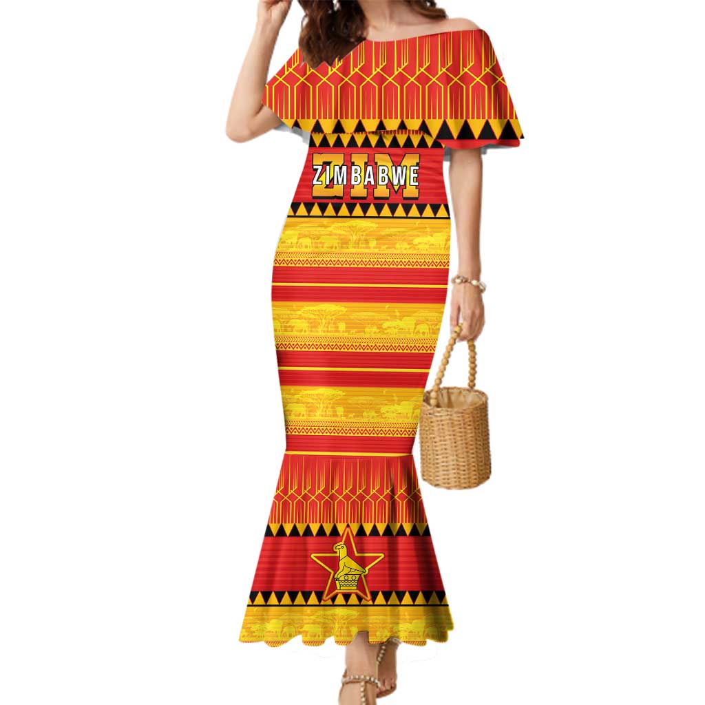 Custom Zimbabwe Cricket Family Matching Mermaid Dress and Hawaiian Shirt African Heritage Stripes Style - Wonder Print Shop