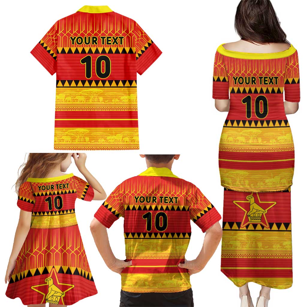 Custom Zimbabwe Cricket Family Matching Puletasi and Hawaiian Shirt African Heritage Stripes Style - Wonder Print Shop