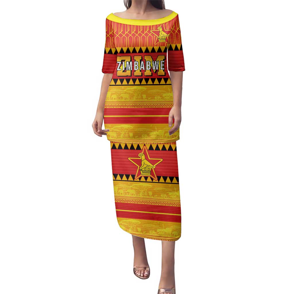 Custom Zimbabwe Cricket Family Matching Puletasi and Hawaiian Shirt African Heritage Stripes Style - Wonder Print Shop