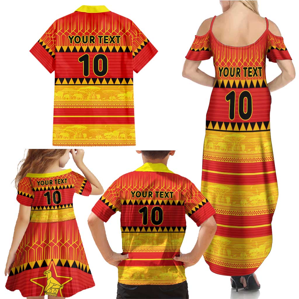 Custom Zimbabwe Cricket Family Matching Summer Maxi Dress and Hawaiian Shirt African Heritage Stripes Style - Wonder Print Shop