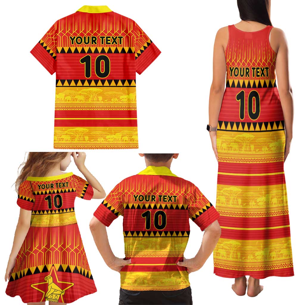 Custom Zimbabwe Cricket Family Matching Tank Maxi Dress and Hawaiian Shirt African Heritage Stripes Style - Wonder Print Shop