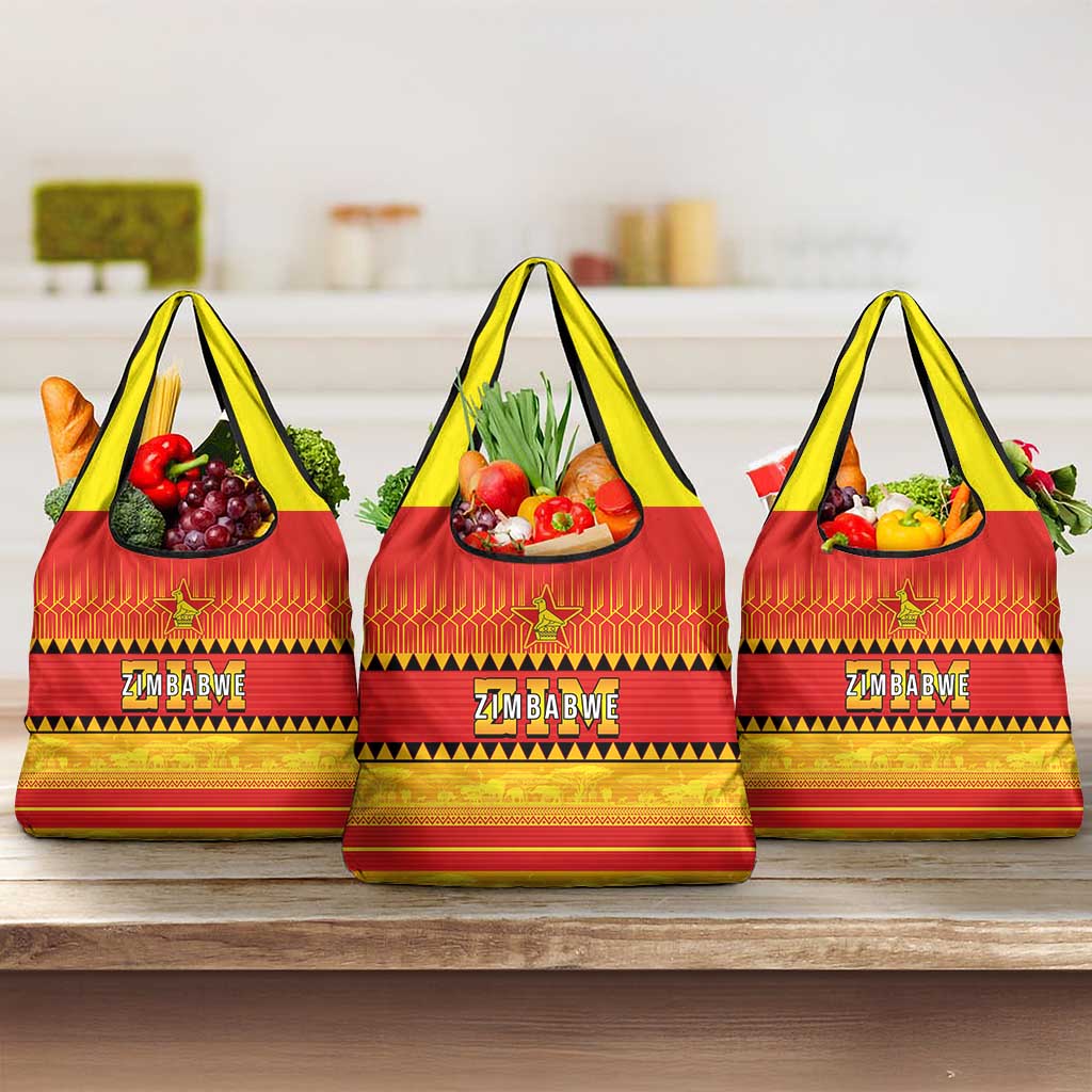 Zimbabwe Cricket Grocery Bag African Heritage Stripes Style - Wonder Print Shop