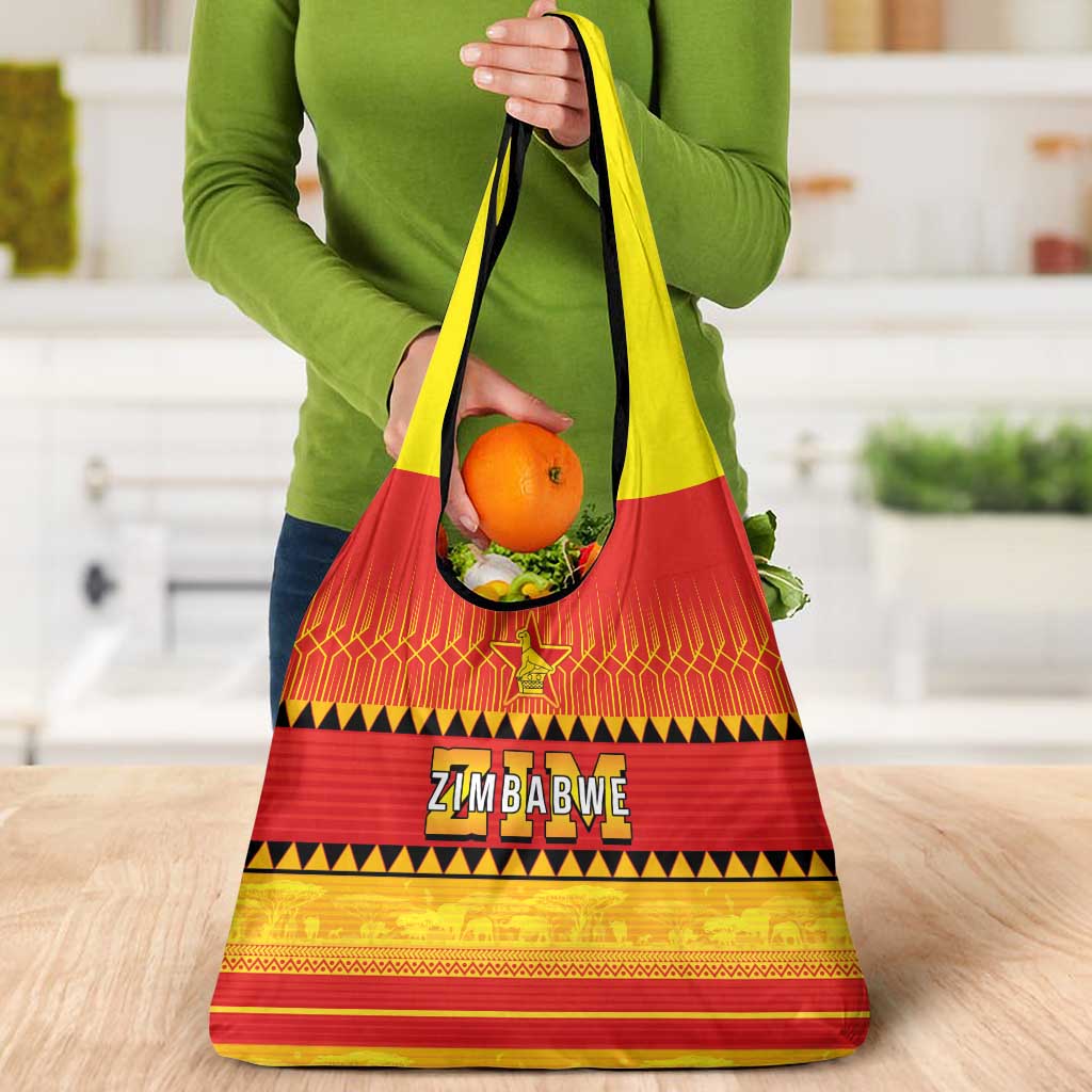 Zimbabwe Cricket Grocery Bag African Heritage Stripes Style - Wonder Print Shop