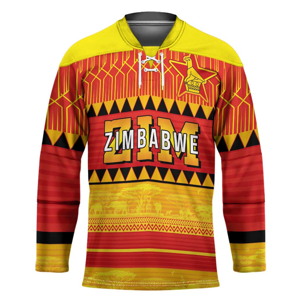 Custom Zimbabwe Cricket Hockey Jersey African Heritage Stripes Style - Wonder Print Shop