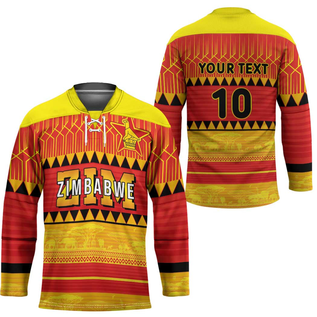 Custom Zimbabwe Cricket Hockey Jersey African Heritage Stripes Style - Wonder Print Shop