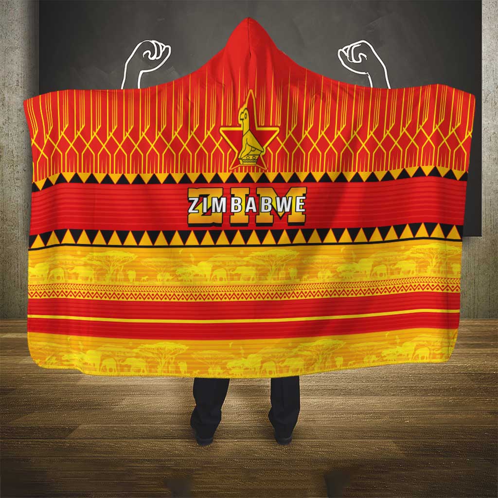 Zimbabwe Cricket Hooded Blanket African Heritage Stripes Style - Wonder Print Shop
