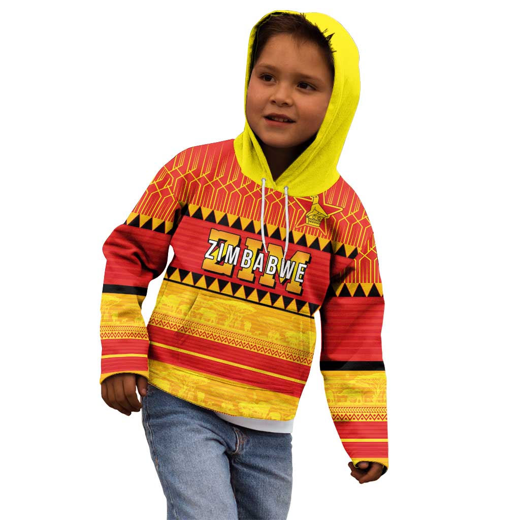 Custom Zimbabwe Cricket Kid Hoodie African Heritage Stripes Style - Wonder Print Shop
