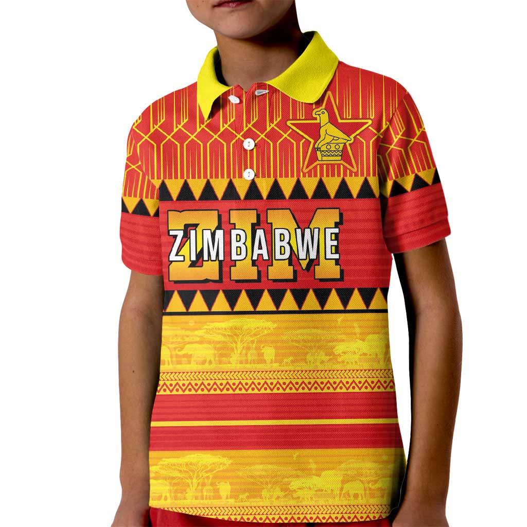 Custom Zimbabwe Cricket Kid Polo Shirt African Heritage Stripes Style - Wonder Print Shop