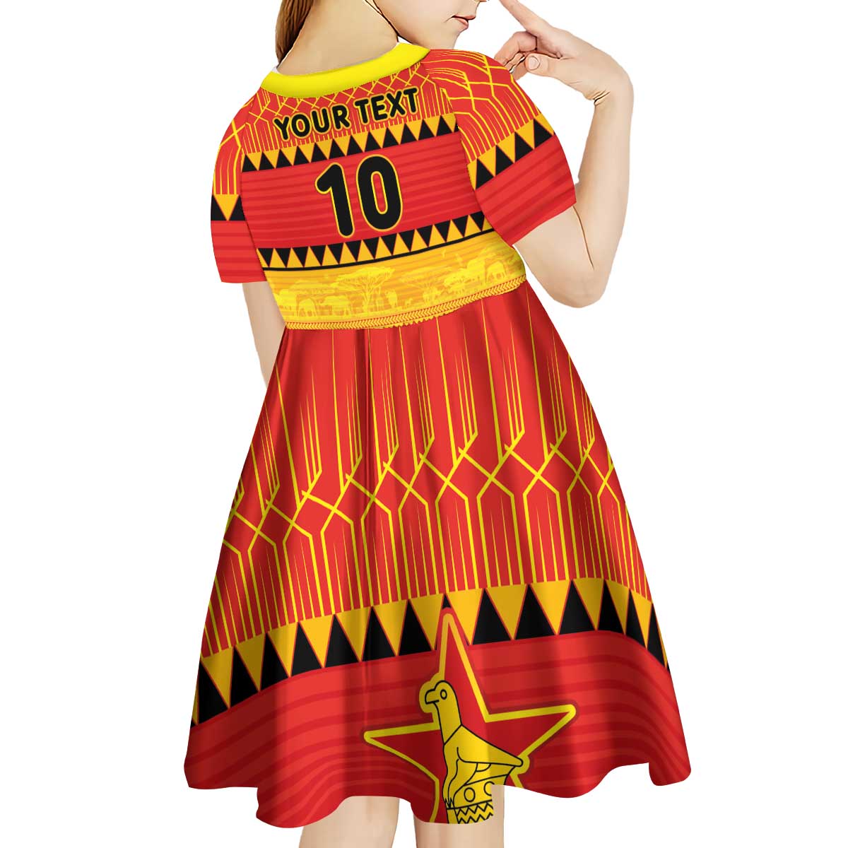 Custom Zimbabwe Cricket Kid Short Sleeve Dress African Heritage Stripes Style - Wonder Print Shop
