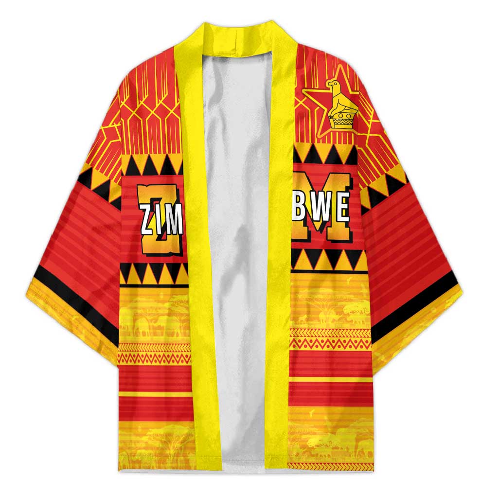 Custom Zimbabwe Cricket Kimono African Heritage Stripes Style - Wonder Print Shop