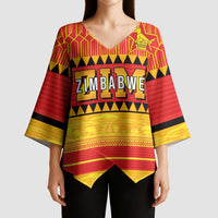 Custom Zimbabwe Cricket Kimono Sleeve Blouse African Heritage Stripes Style - Wonder Print Shop