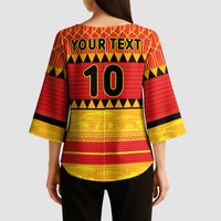 Custom Zimbabwe Cricket Kimono Sleeve Blouse African Heritage Stripes Style - Wonder Print Shop