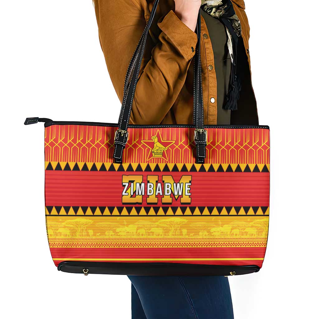 Zimbabwe Cricket Leather Tote Bag African Heritage Stripes Style - Wonder Print Shop