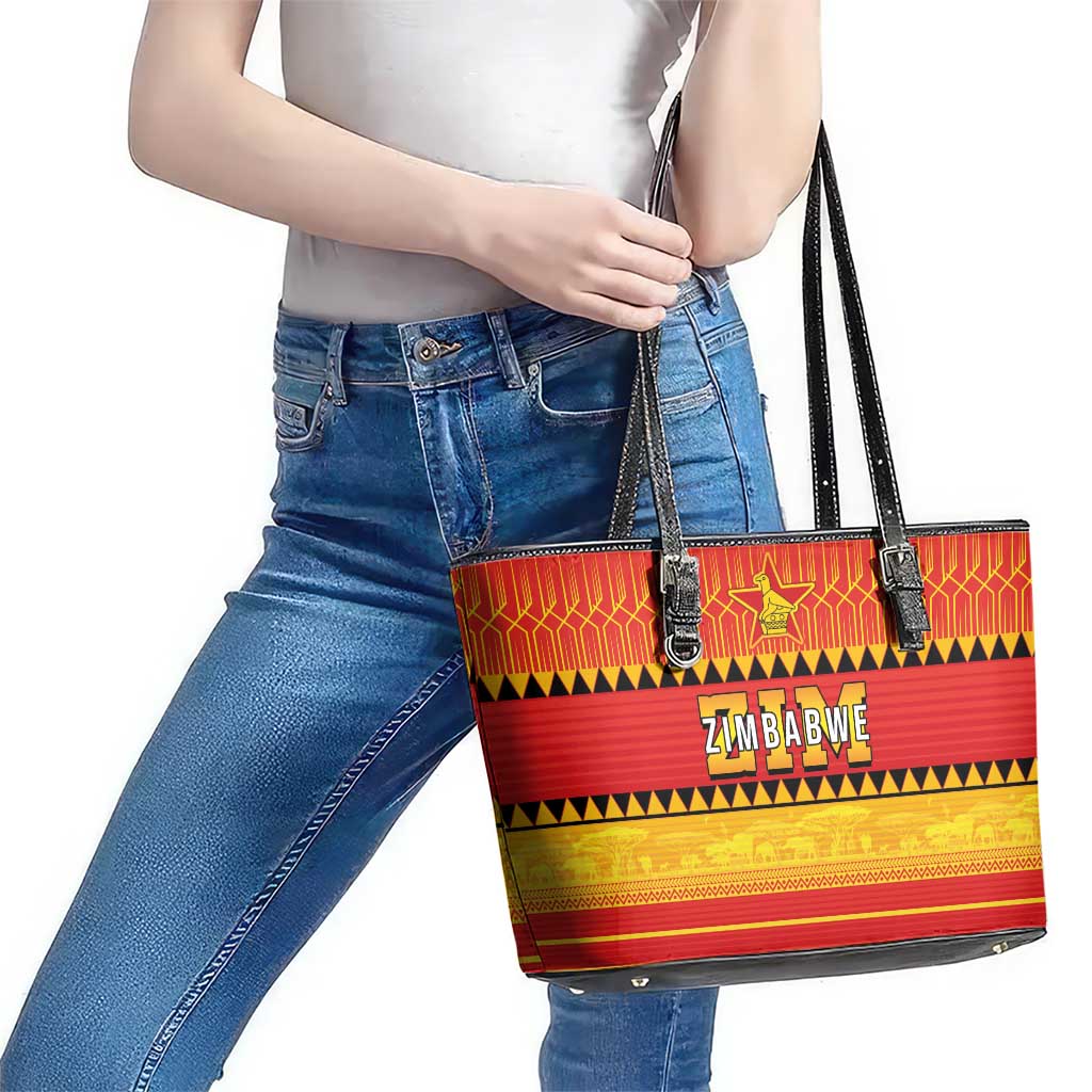 Zimbabwe Cricket Leather Tote Bag African Heritage Stripes Style - Wonder Print Shop