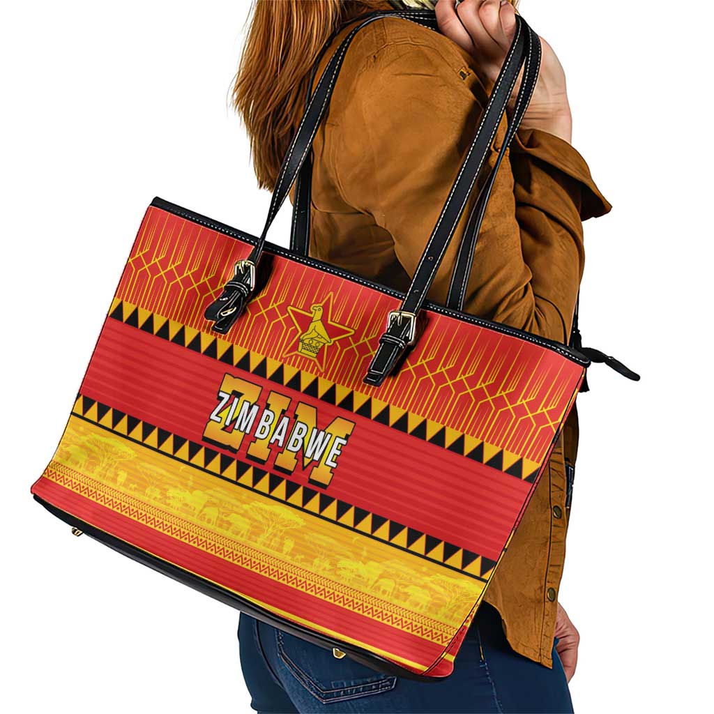 Zimbabwe Cricket Leather Tote Bag African Heritage Stripes Style - Wonder Print Shop