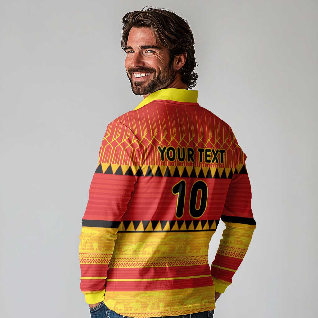 Custom Zimbabwe Cricket Long Sleeve Polo Shirt African Heritage Stripes Style - Wonder Print Shop