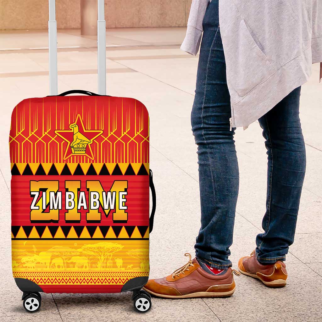 Zimbabwe Cricket Luggage Cover African Heritage Stripes Style - Wonder Print Shop