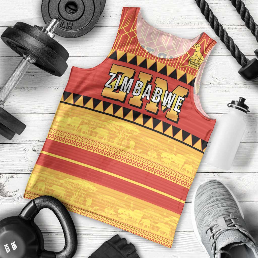 Custom Zimbabwe Cricket Men Tank Top African Heritage Stripes Style - Wonder Print Shop