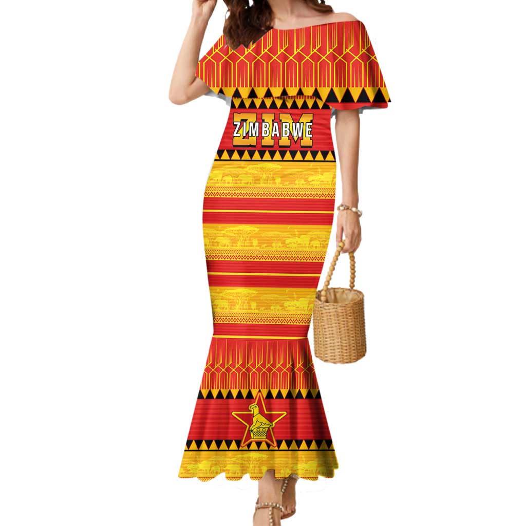 Custom Zimbabwe Cricket Mermaid Dress African Heritage Stripes Style - Wonder Print Shop