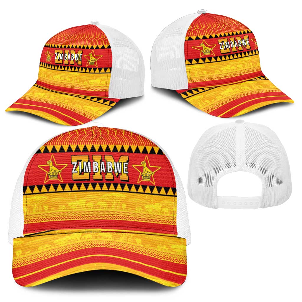 Zimbabwe Cricket Mesh Trucker Cap African Heritage Stripes Style - Wonder Print Shop