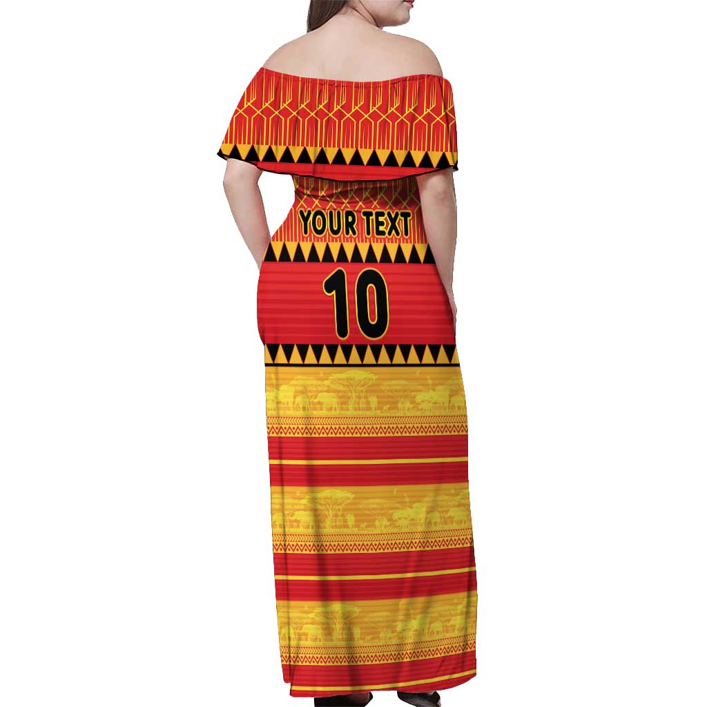 Custom Zimbabwe Cricket Off Shoulder Maxi Dress African Heritage Stripes Style - Wonder Print Shop